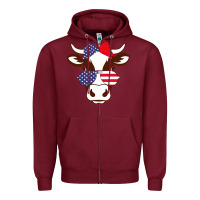 Burgundy Cow 4Th Of July Independence Day Zipper Hoodie - Bettercallsaul