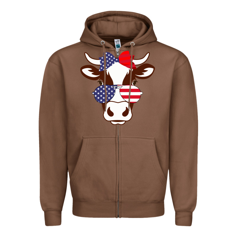 Cow 4th Of July Independence Day Zipper Hoodie by Bettercallsaul | Teevron
