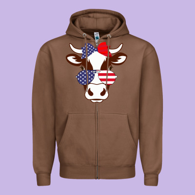 Cow 4th Of July Independence Day Zipper Hoodie Designed By Bettercallsaul