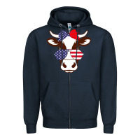 Navy Cow 4Th Of July Independence Day Zipper Hoodie - Bettercallsaul