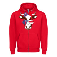 Red Cow 4Th Of July Independence Day Zipper Hoodie - Bettercallsaul