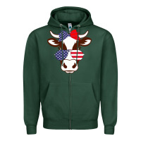 Sports Green Cow 4Th Of July Independence Day Zipper Hoodie - Bettercallsaul