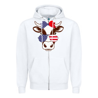 White Cow 4Th Of July Independence Day Zipper Hoodie - Bettercallsaul