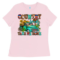 Bubblegum Pink country roads take me home Ladies Tee - AdoDesignShop