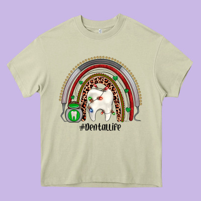Christmas Dental Life Rainbow Heavy Core Tee Designed By Jahusdesignshop