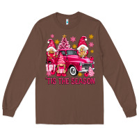 Chestnut Tis' the season pink Christmas gnomes truck Long Sleeve Tee - NancyCooperArtShop