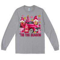 Heather Grey Tis' the season pink Christmas gnomes truck Long Sleeve Tee - NancyCooperArtShop