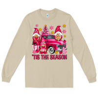 Mushroom Tis' the season pink Christmas gnomes truck Long Sleeve Tee - NancyCooperArtShop
