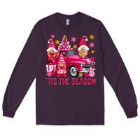 Plum Tis' the season pink Christmas gnomes truck Long Sleeve Tee - NancyCooperArtShop