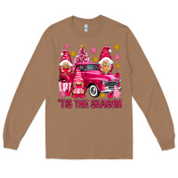 Toasted Coconut Tis' the season pink Christmas gnomes truck Long Sleeve Tee - NancyCooperArtShop