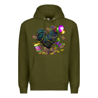 Army Green mardi gras chicken Premium Hoodie - CowGirlArtShop