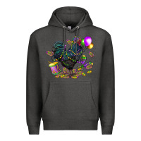 Charcoal Heather mardi gras chicken Premium Hoodie - CowGirlArtShop