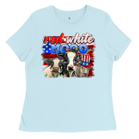 Baby Blue red white moo Ladies Tee - AdoDesignShop