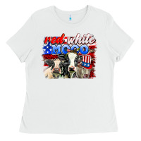 White red white moo Ladies Tee - AdoDesignShop