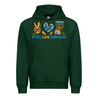 Forest Green Peace Love Hannukah Urban Hoodie - BundleAndBundleShop
