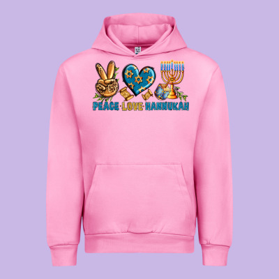 Peace Love Hannukah Urban Hoodie Designed By Bundleandbundleshop