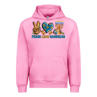 Fuchsia Pink Peace Love Hannukah Urban Hoodie - BundleAndBundleShop
