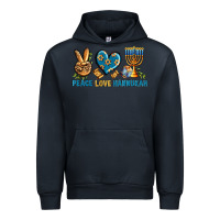 Navy Peace Love Hannukah Urban Hoodie - BundleAndBundleShop