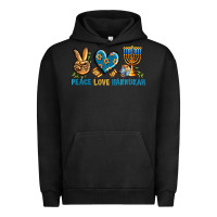 Pigment Black Peace Love Hannukah Urban Hoodie - BundleAndBundleShop