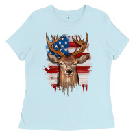 Deer American Flag Ladies Tee | Teevron