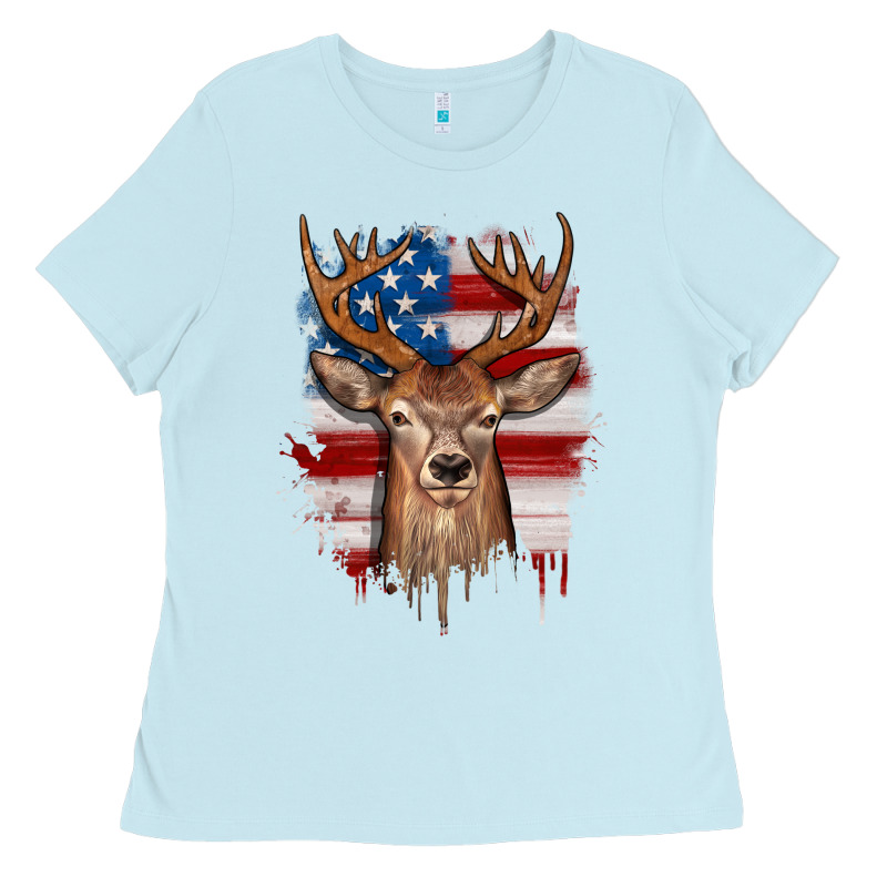 Deer American Flag Ladies Tee by JahusDesignShop | Teevron