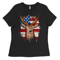 Black deer american flag Ladies Tee - JahusDesignShop