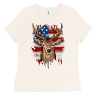 Bone deer american flag Ladies Tee - JahusDesignShop