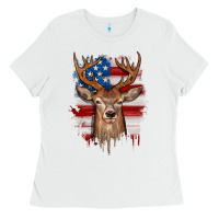 White deer american flag Ladies Tee - JahusDesignShop