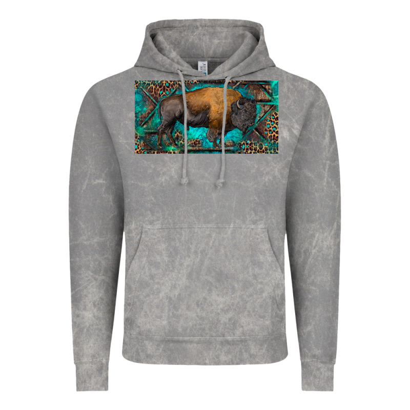 Bison With Leopard And Turquoise Vintage Hoodie by RanaPortraitStore | Teevron