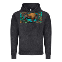 Vintage Black Bison with leopard and turquoise Vintage Hoodie - RanaPortraitStore