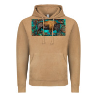 Vintage Camel Bison with leopard and turquoise Vintage Hoodie - RanaPortraitStore