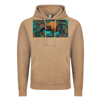 Vintage Coffee Bison with leopard and turquoise Vintage Hoodie - RanaPortraitStore