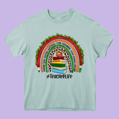 Christmas Teacherlife Rainbow Heavy Core Tee Designed By Jahusdesignshop