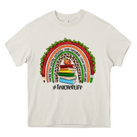 Cream Christmas Teacherlife rainbow Heavy Core Tee - JahusDesignShop