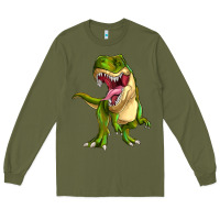 Army Green T-rex Long Sleeve Tee - MaliasSmallBusiness