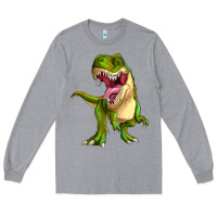 Heather Grey T-rex Long Sleeve Tee - MaliasSmallBusiness