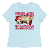 Baby Blue hugs and kisses charolais bull Ladies Tee - RanaPortraitStore