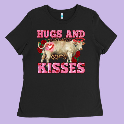 Hugs And Kisses Charolais Bull Ladies Tee Designed By Ranaportraitstore