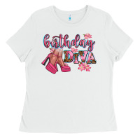 White birthday diva Ladies Tee - AdoDesignShop
