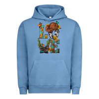 Pigment Pebble Blue Western Love with Gun Urban Hoodie - BundleAndBundleShop