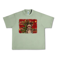 Oil Green reindeer trees background Urban Heavy Tee - AdoDesignShop