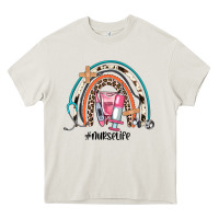 Cream nurse life rainbow Heavy Core Tee - JahusDesignShop