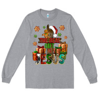 Heather Grey The real gift is Jesus Long Sleeve Tee - NancyCooperArtShop