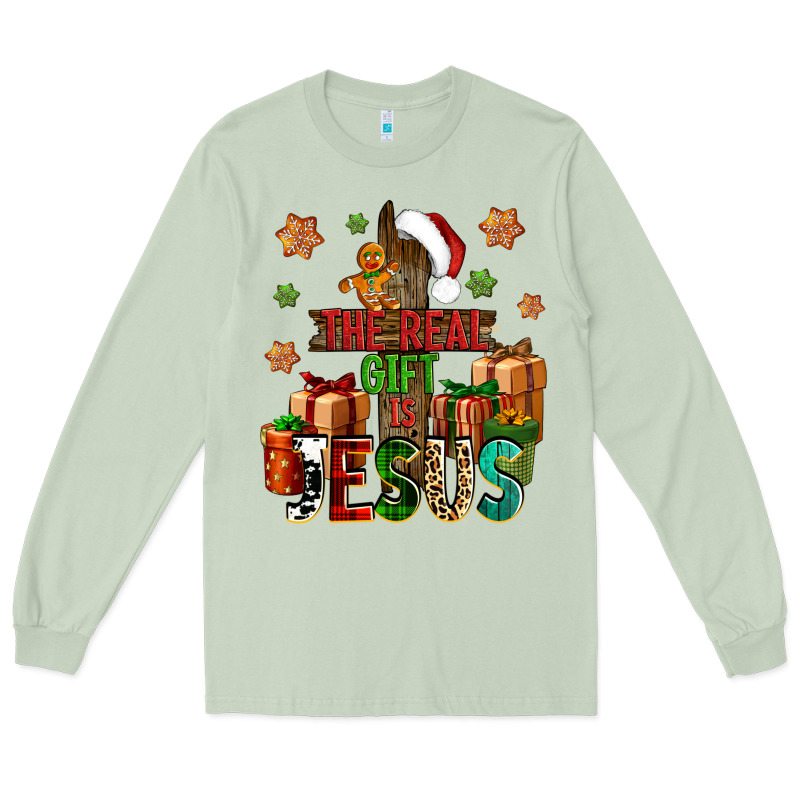 The Real Gift Is Jesus Long Sleeve Tee by NancyCooperArtShop | Teevron