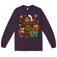 Plum The real gift is Jesus Long Sleeve Tee - NancyCooperArtShop