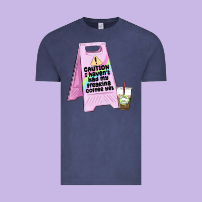 Caution I Haven't Had My Coffee Yet Vintage Tee Designed By Maliassmallbusiness