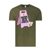 Vintage Olive caution i haven't had my coffee yet Vintage Tee - MaliasSmallBusiness