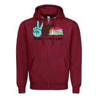 Burgundy Peace Love Camp Zipper Hoodie - Bettercallsaul