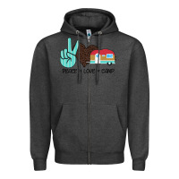 Charcoal Heather Peace Love Camp Zipper Hoodie - Bettercallsaul