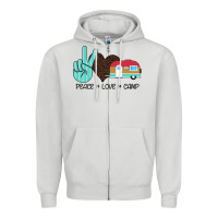Dove Grey Peace Love Camp Zipper Hoodie - Bettercallsaul